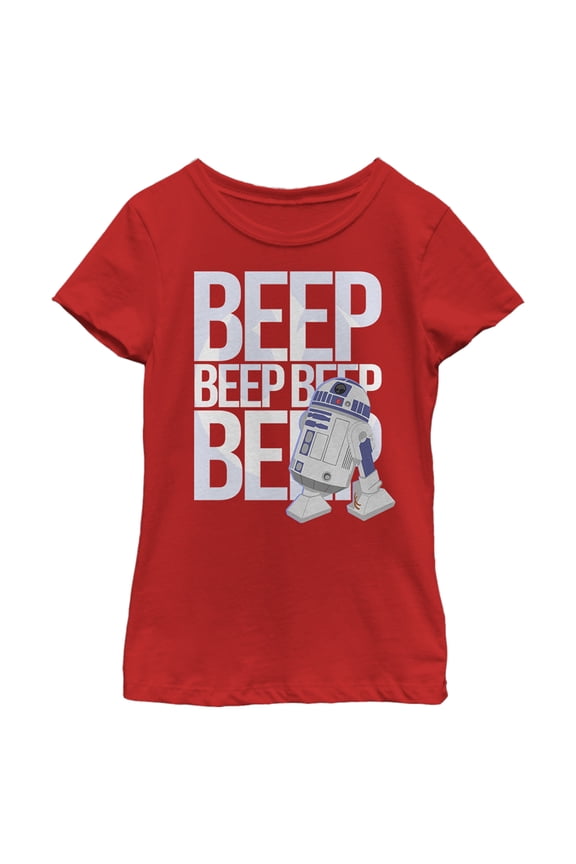 Girl's Star Wars: A New Hope R2-D2 Beep Beep Beep Graphic Tee Red X Large