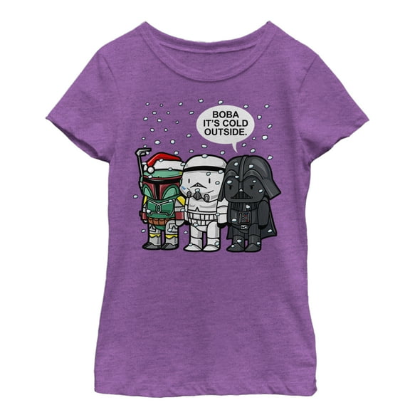 Girl's Star Wars Boba It's Cold Outside  Graphic Tee Purple Berry X Large