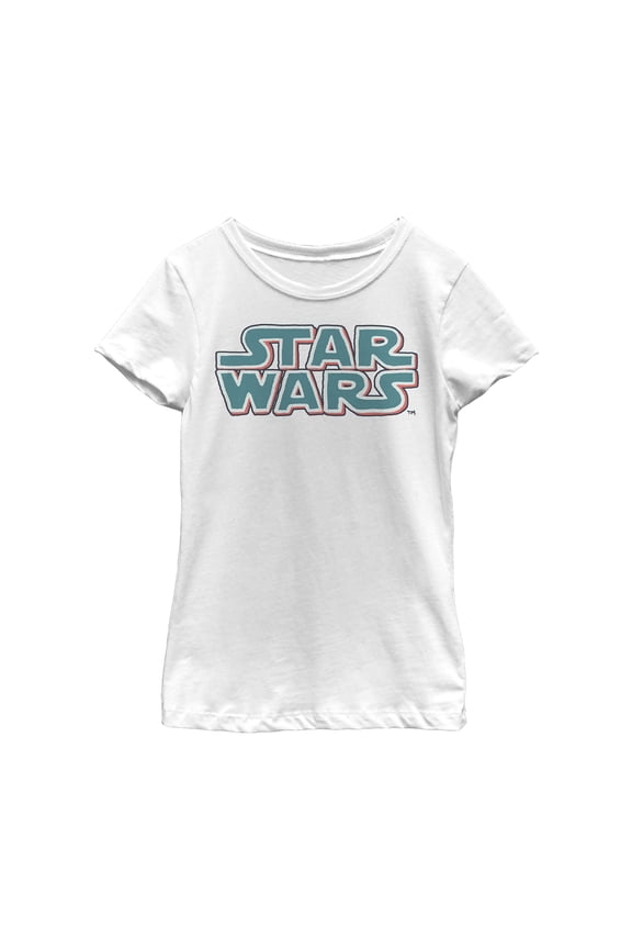 Girl's Star Wars Bubble Logo Scrawl Graphic Tee White Large