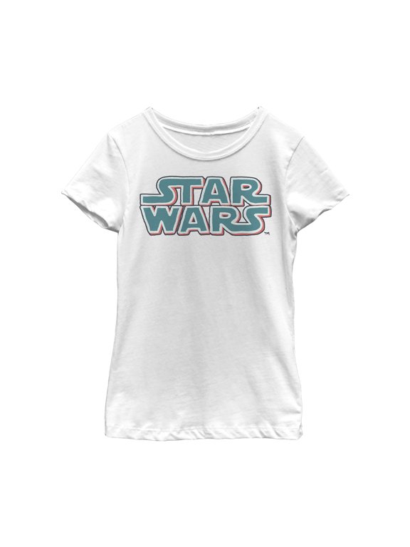 Girl's Star Wars Bubble Logo Scrawl Graphic Tee White Small