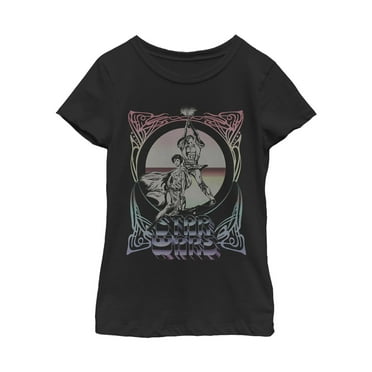 Girl's Star Wars Celtic Frame Luke & Leia  Graphic Tee Black Small