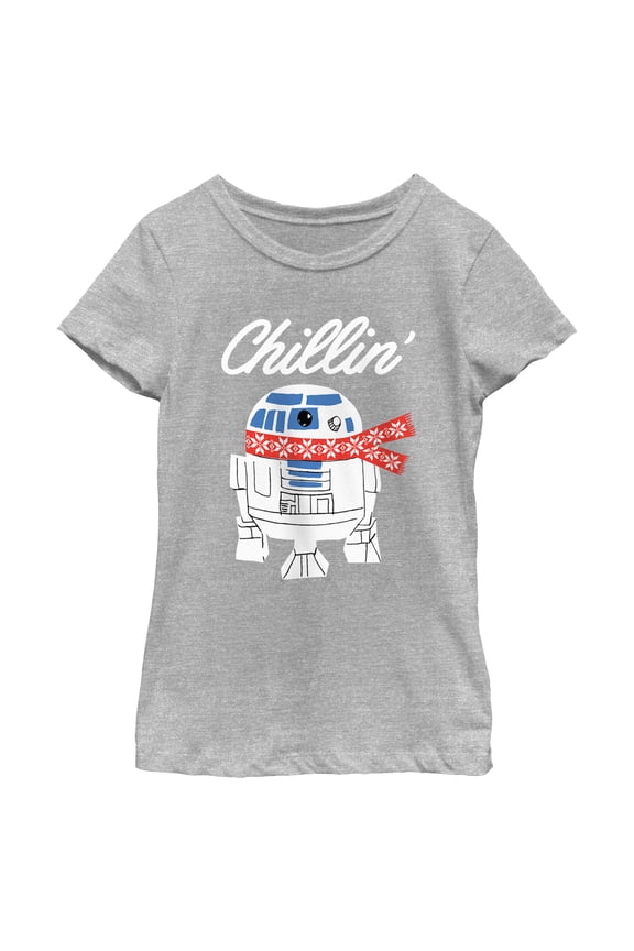 Girl's Star Wars Christmas Chillin R2-D2 Graphic Tee Athletic Heather Small