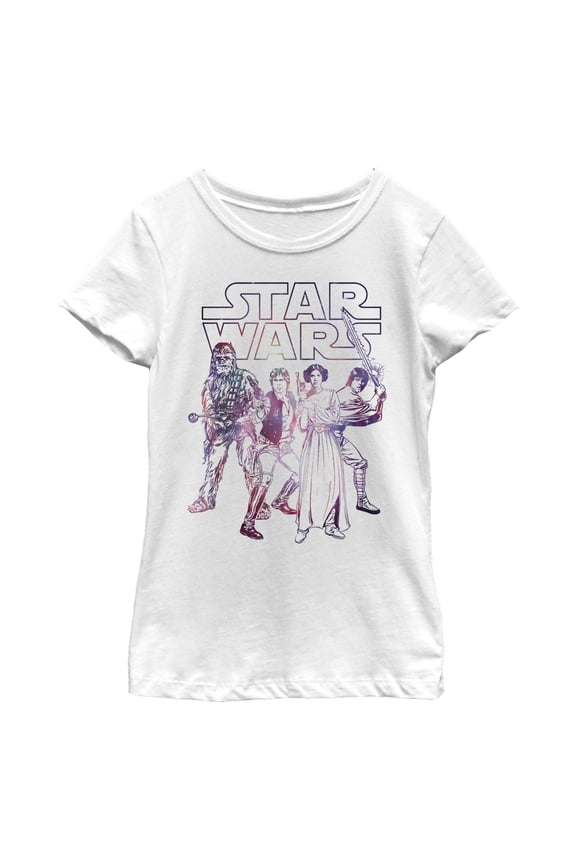 Girl's Star Wars Classic Rebel Group Graphic Tee White Small