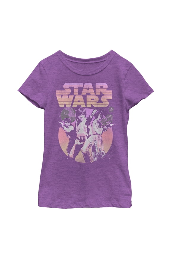 Girl's Star Wars Classic Trio Scene Graphic Tee Purple Berry Large