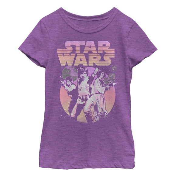 Girl's Star Wars Classic Trio Scene  Graphic Tee Purple Berry Medium