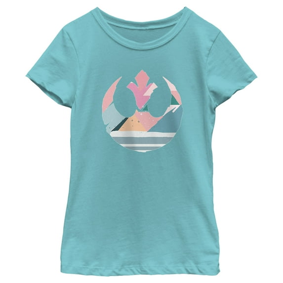 Girl's Star Wars Coloring Easter Egg Rebel Alliance Logo Graphic Tee Tahiti Blue Small