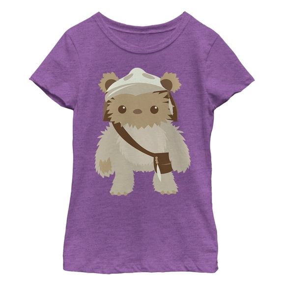 Girl's Star Wars Cute Cartoon Ewok  Graphic Tee Purple Berry Large