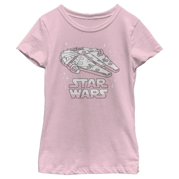 Girl's Star Wars Cute Millennium Falcon  Graphic Tee Light Pink Small