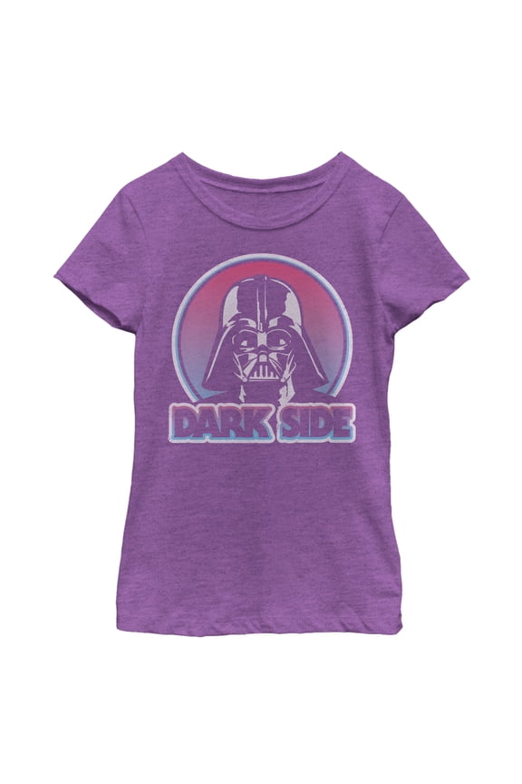 Girl's Star Wars Darth Vader Circle Graphic Tee Purple Berry Small