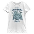 thumbnail image 1 of Girl's Star Wars Darth Vader Happy Star Wars Day  Graphic Tee White Small, 1 of 5