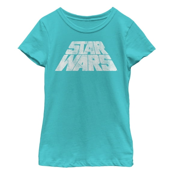Girl's Star Wars Distressed Logo Layers  Graphic Tee Tahiti Blue X Large