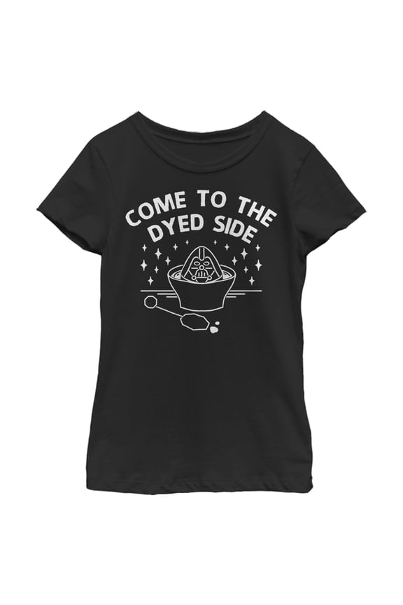 Girl's Star Wars Easter Come To The Dyed Side Text Graphic Tee Black Small
