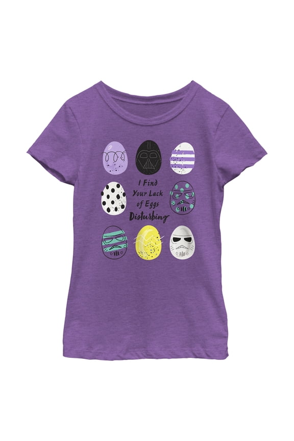 Girl's Star Wars Easter Darth Vader I Find your Lack of Eggs Disturbing Graphic Tee Purple Berry Medium