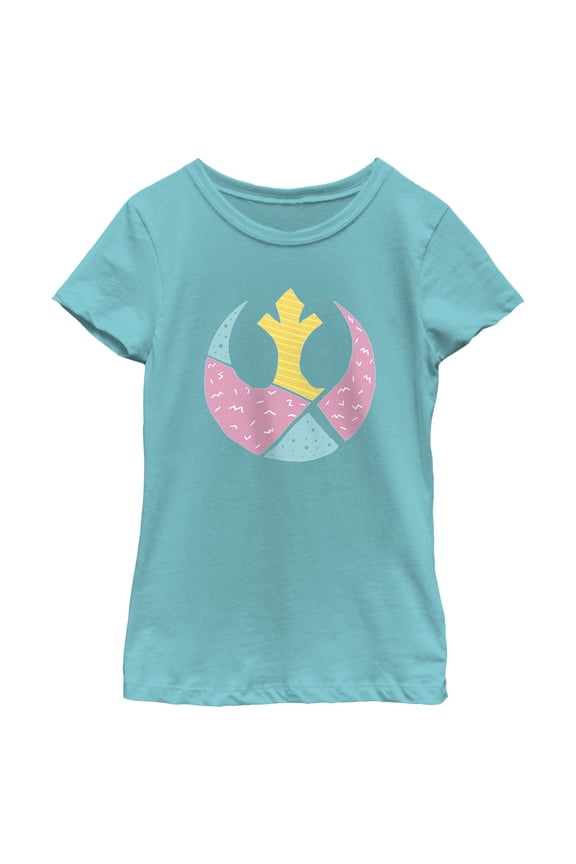 Girl's Star Wars Easter Egg Rebel Alliance Logo Graphic Tee Tahiti Blue Large