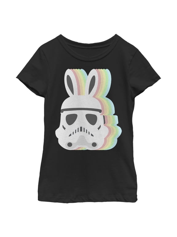 Girl's Star Wars Easter Stormtrooper Pastel Easter Ears Graphic Tee Black Large