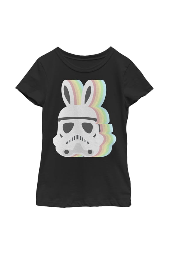 Girl's Star Wars Easter Stormtrooper Pastel Easter Ears Graphic Tee Black Medium