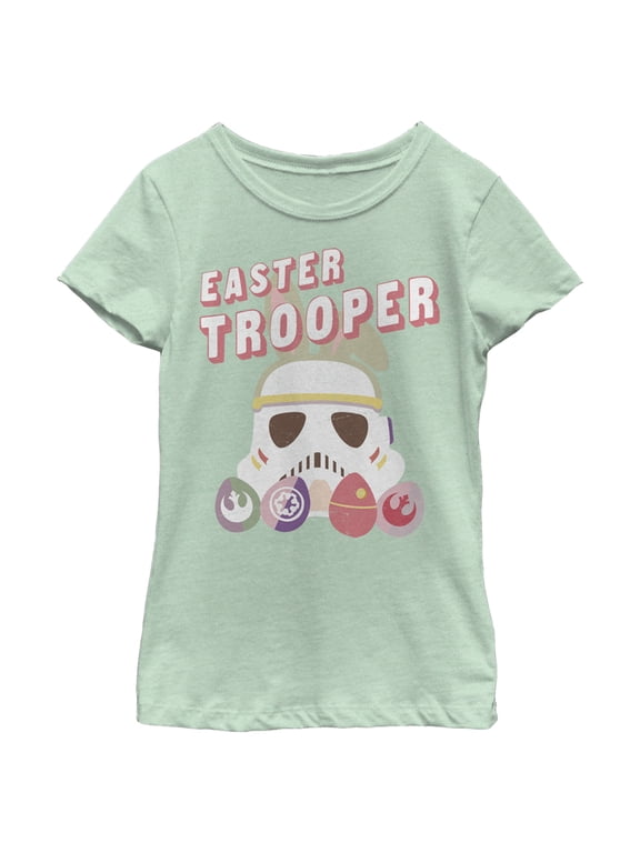 Girl's Star Wars Easter Stormtrooper With Logo Eggs Graphic Tee Mint Medium