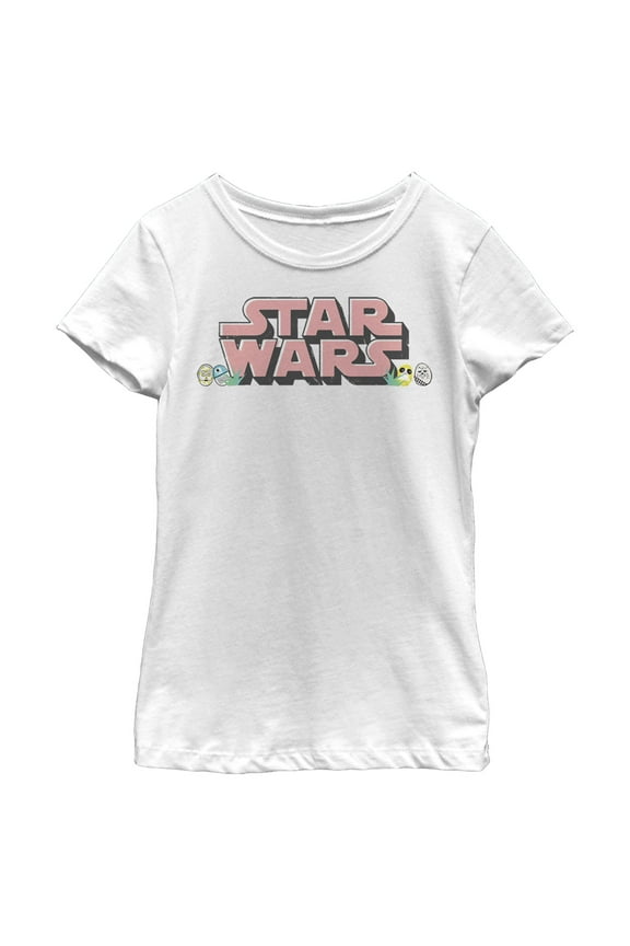 Girl's Star Wars Easter Themed Chest Logo Graphic Tee White Medium