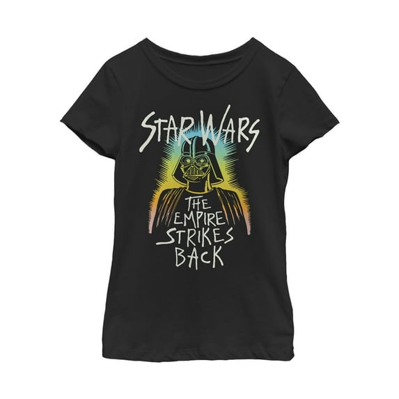 Girl's Star Wars Empire Strikes Back Vader Halo Graphic Tee Black Large