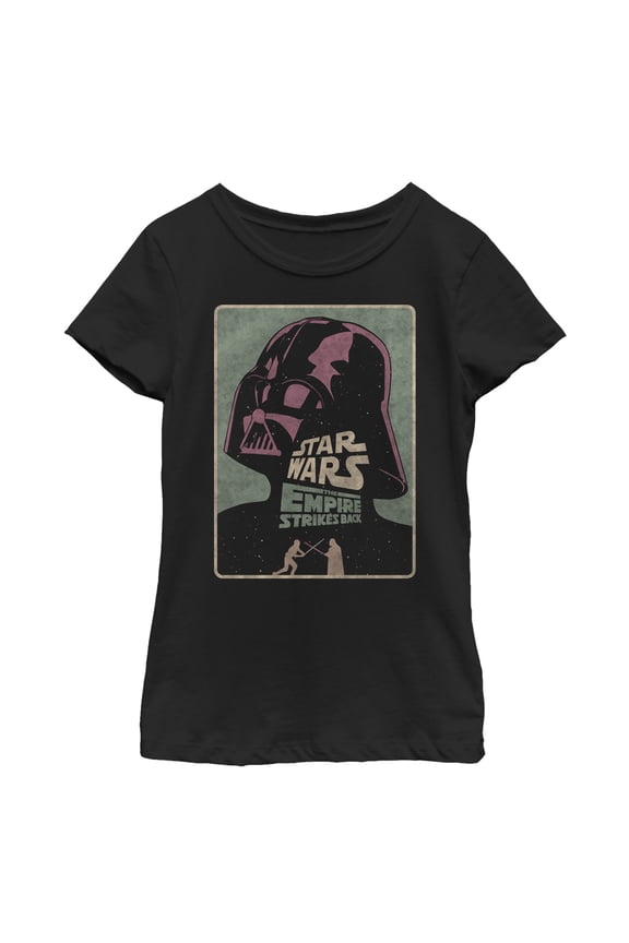Girl's Star Wars Empire Strikes Darth Vader Poster Graphic Tee Black Small