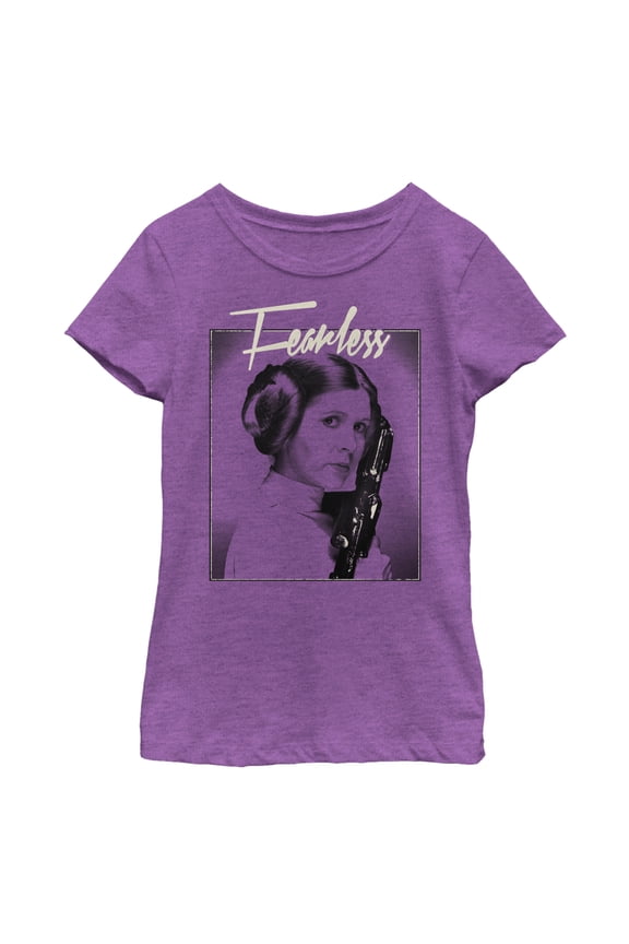 Girl's Star Wars Fearless Princess Leia Graphic Tee Purple Berry Large