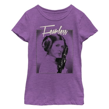 Girl's Star Wars Fearless Princess Leia  Graphic Tee Purple Berry Medium