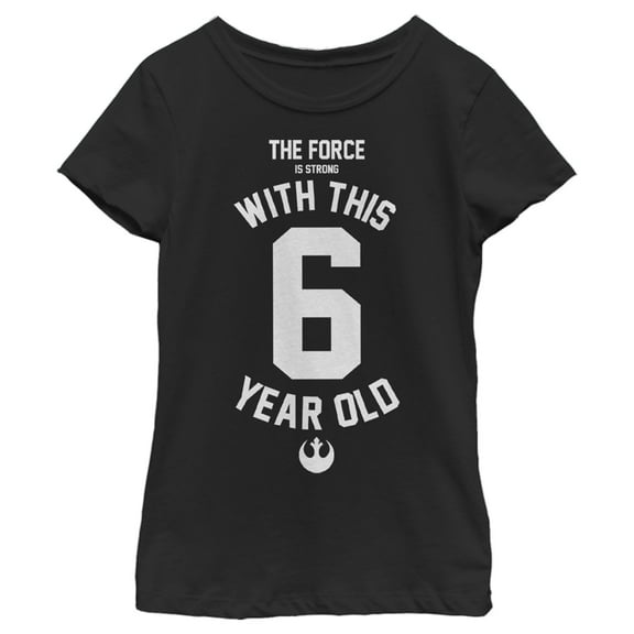 Girl's Star Wars Force Is Strong With This Year Old Rebel Logo  Graphic Tee Black Medium