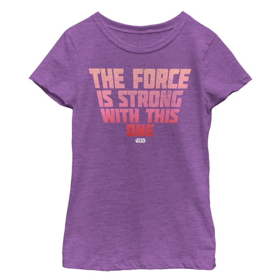 Girl's Star Wars Force is Strong with this One Quote Graphic Tee Purple Berry Small