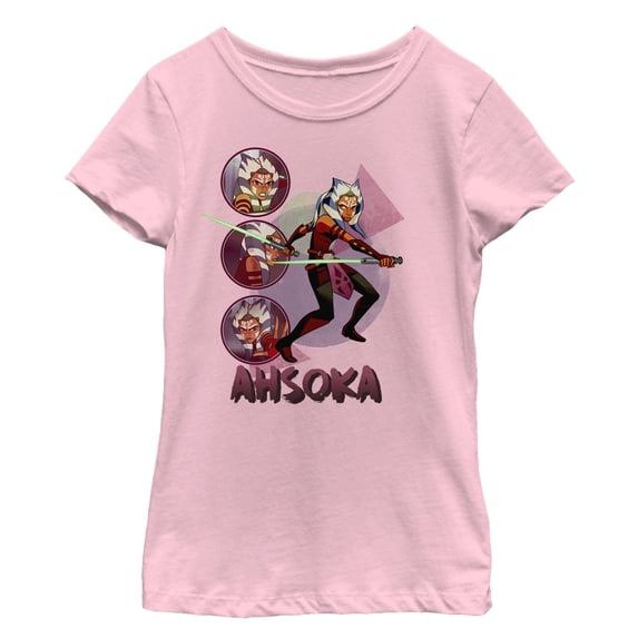 Girl's Star Wars: Forces of Destiny Ahsoka Circle Graphic Tee Light Pink X Large