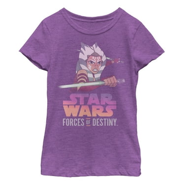 Girl's Star Wars: Forces of Destiny Ahsoka Fight  Graphic Tee Purple Berry X Small