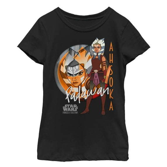 Girl's Star Wars: Forces of Destiny Ahsoka Padawan Graphic Tee Black Small