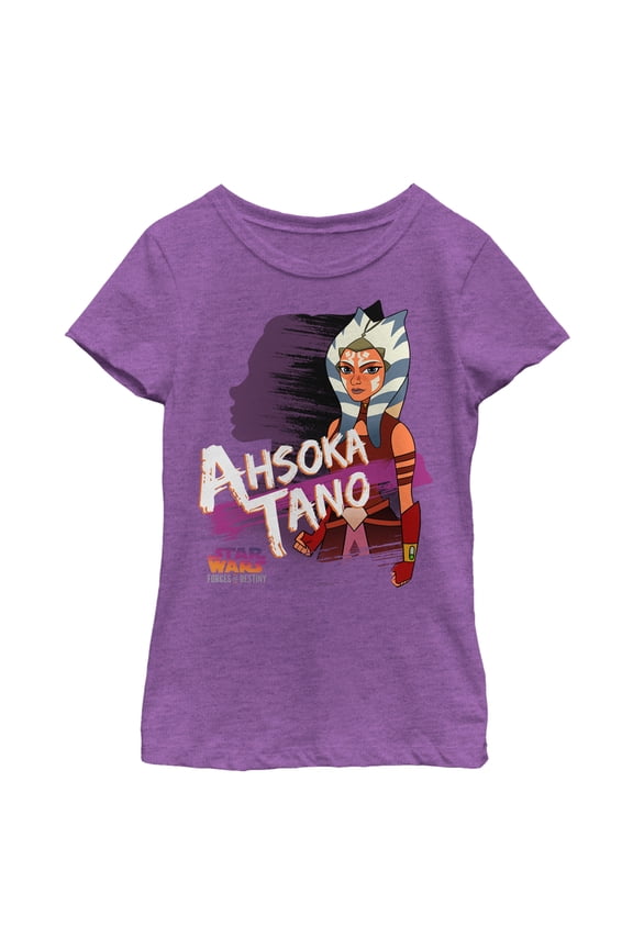 Girl's Star Wars: Forces of Destiny Ahsoka Shadow Graphic Tee Purple Berry Large