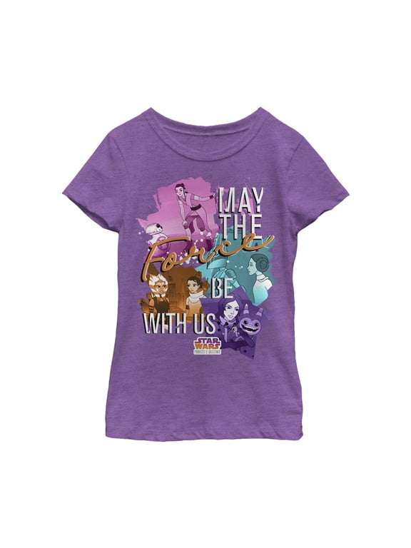 Girl's Star Wars Forces of Destiny Force With You Graphic Tee Purple Berry Small