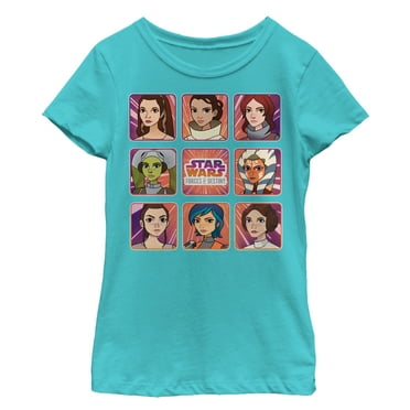 Girl's Star Wars: Forces of Destiny Panels  Graphic Tee Tahiti Blue Large