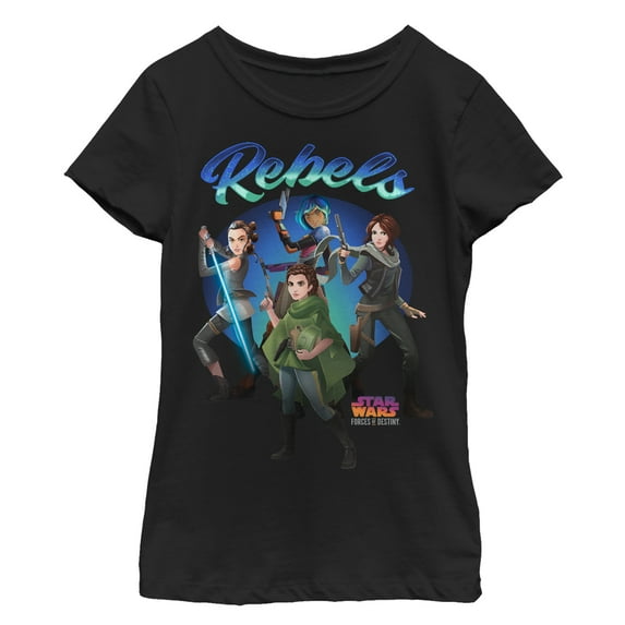 Girl's Star Wars Forces of Destiny Rebel Group Graphic Tee Black Medium