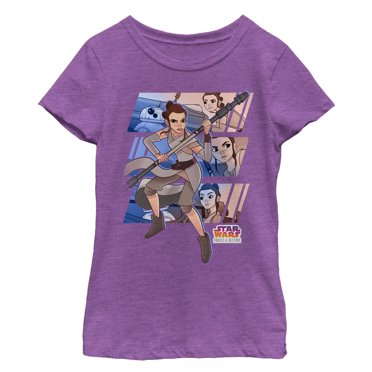 Girl's Star Wars: Forces of Destiny Rey BB-8  Graphic Tee Purple Berry Medium