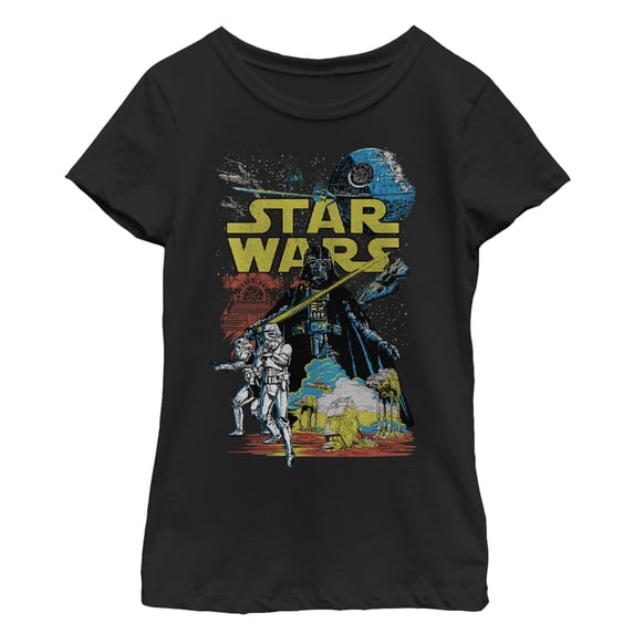 Girl's Star Wars Galactic Battle Graphic Tee Black X Large