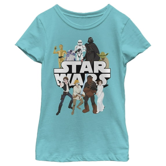 Girl's Star Wars: Galaxy of Adventures Favorites Graphic Tee Tahiti Blue Large