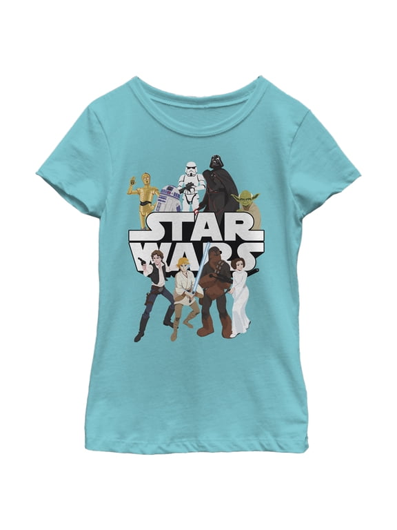 Girl's Star Wars: Galaxy of Adventures Favorites Graphic Tee Tahiti Blue Large
