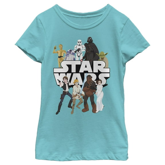 Girl's Star Wars: Galaxy of Adventures Favorites  Graphic Tee Tahiti Blue X Large