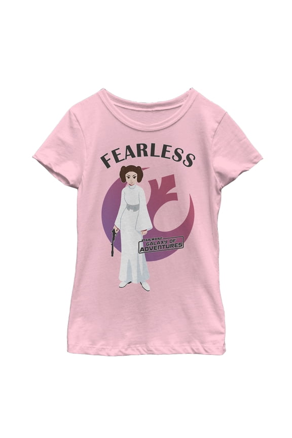 Girl's Star Wars Galaxy of Adventures Fearless Princess Leia Graphic Tee Light Pink Small