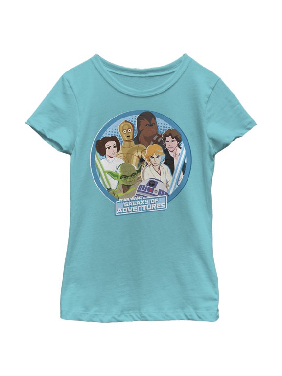 Girl's Star Wars: Galaxy of Adventures Group Graphic Tee Tahiti Blue X Large