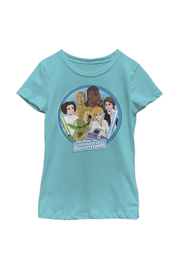 Girl's Star Wars: Galaxy of Adventures Group Graphic Tee Tahiti Blue X Small