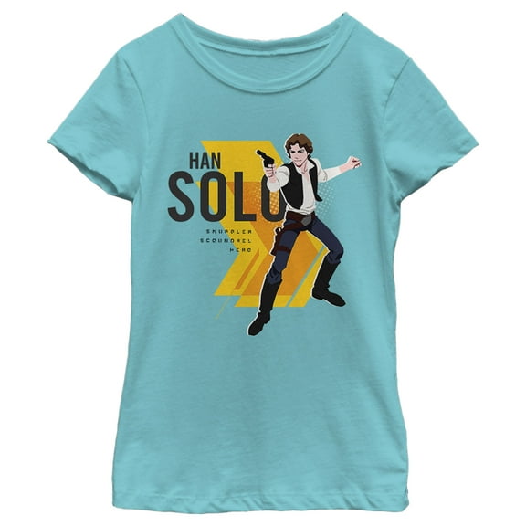 Girl's Star Wars: Galaxy of Adventures Han Solo Smuggler  Graphic Tee Tahiti Blue Large