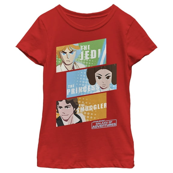 Girl's Star Wars: Galaxy of Adventures Trio Panel  Graphic Tee Red X Small