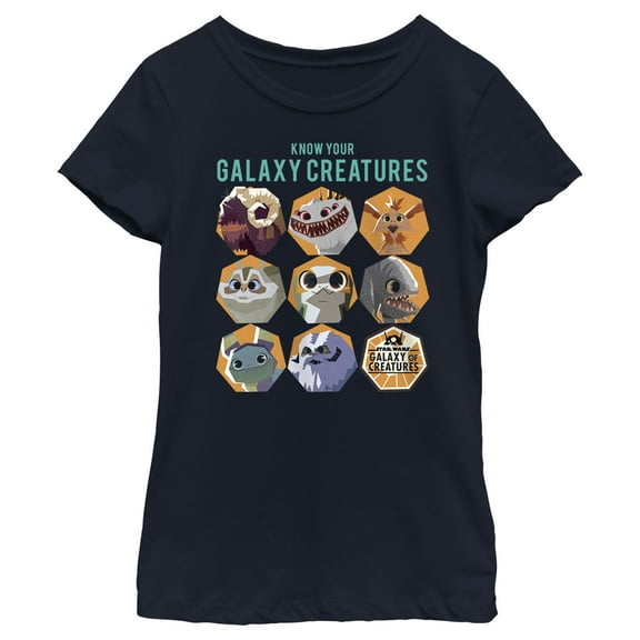 Girl's Star Wars: Galaxy of Creatures Know Your Galaxy Creatures Graphic Tee Navy Blue Small