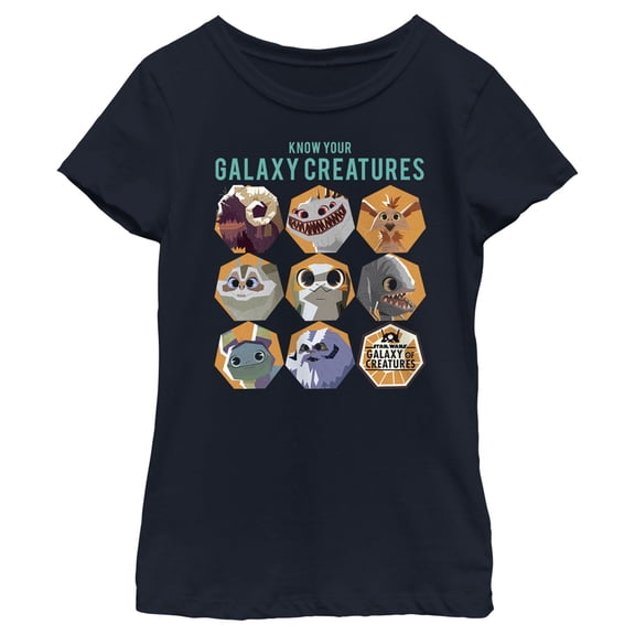 Girl's Star Wars: Galaxy of Creatures Know Your Galaxy Creatures Graphic Tee Navy Blue X Small
