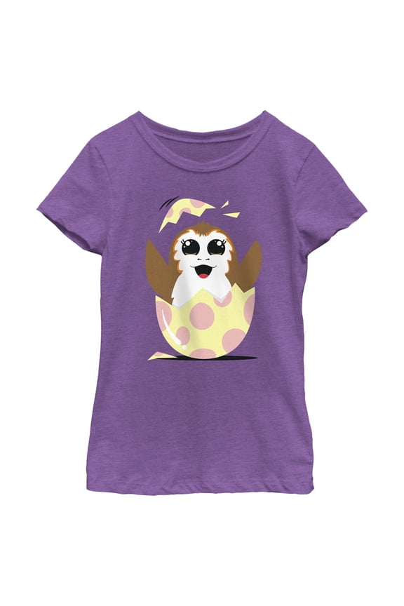 Girl's Star Wars Happy Easter Egg Porg Style  Graphic Tee Purple Berry X Large