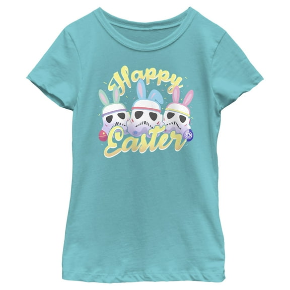 Girl's Star Wars Happy Easter Stormtroopers  Graphic Tee Tahiti Blue Large