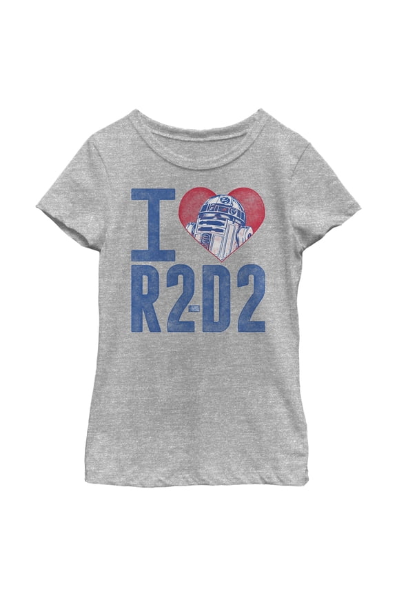 Girl's Star Wars I Love R2-D2  Graphic Tee Athletic Heather Small